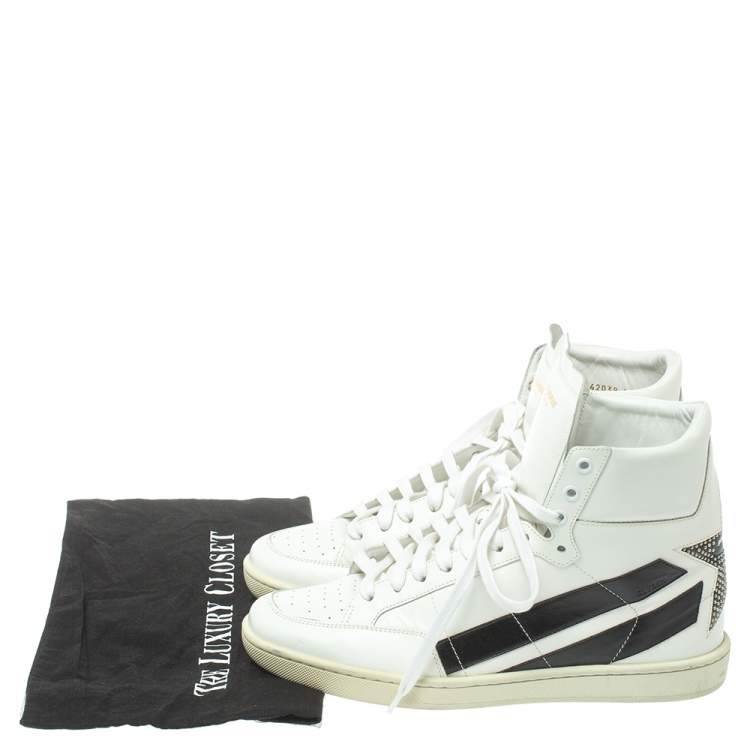 Pre Owned Saint Laurent White Leather High Top Sneakers Size 41