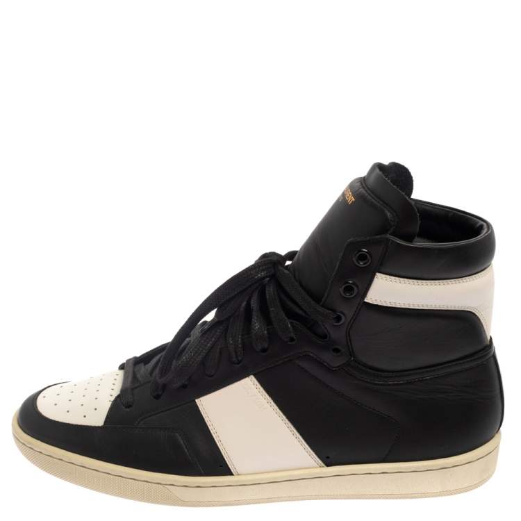 Pre Owned  Saint Laurent White Leather Court Classic High Top Sneakers Size 41