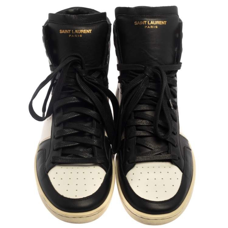 Pre Owned  Saint Laurent White Leather Court Classic High Top Sneakers Size 41