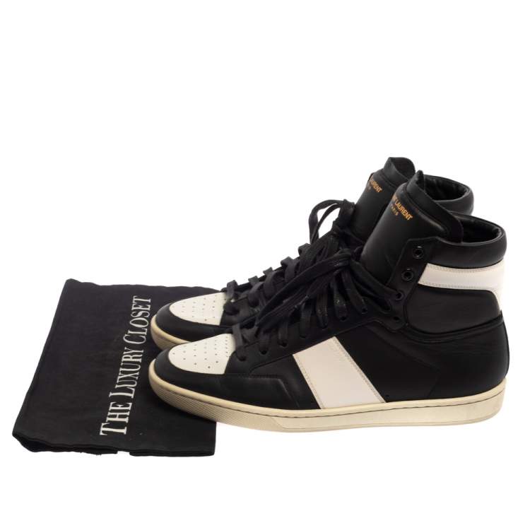 Pre Owned  Saint Laurent White Leather Court Classic High Top Sneakers Size 41
