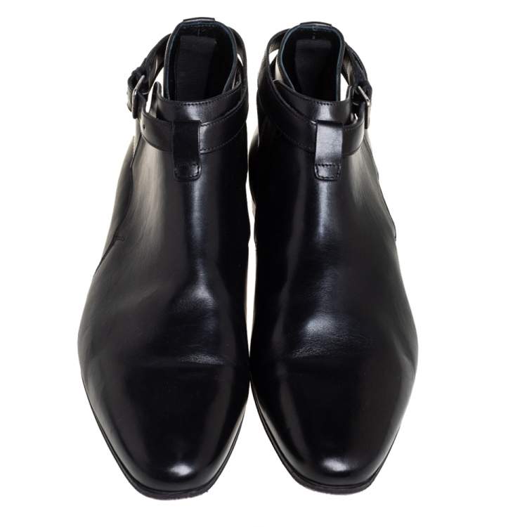 Pre Owned Saint Laurent  Black Leather Army Boots Size 41.5