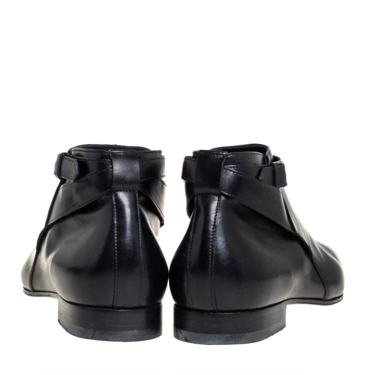 Pre Owned Saint Laurent  Black Leather Army Boots Size 41.5