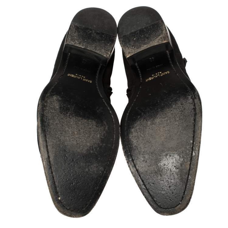 Pre Owned Saint Laurent Black Suede Ankle Boots Size 42
