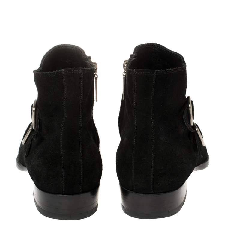 Pre Owned Saint Laurent Black Suede Ankle Boots Size 42