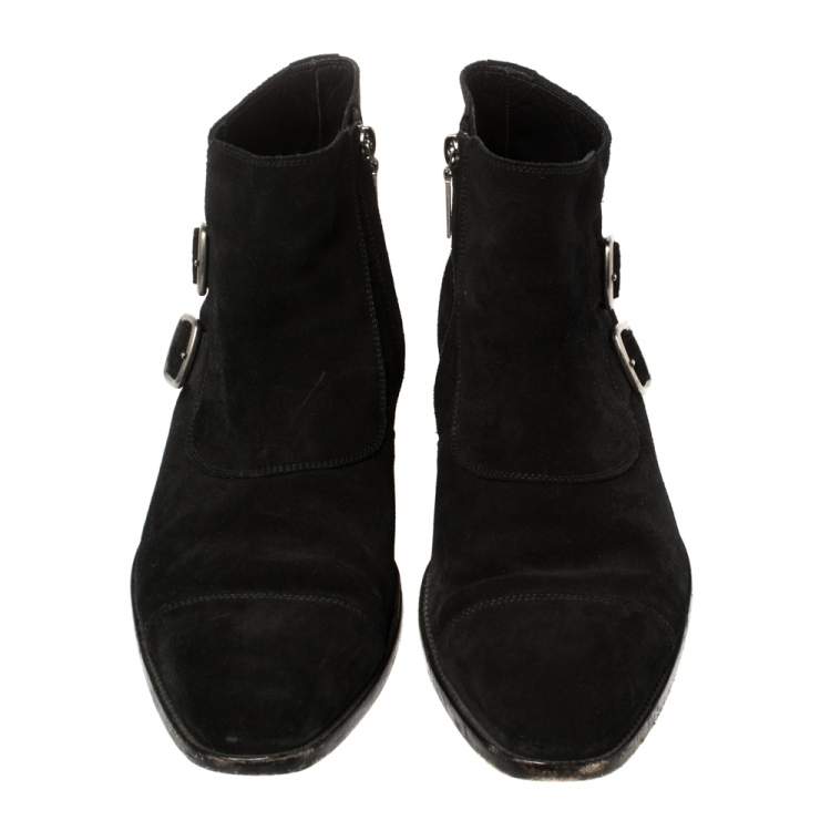 Pre Owned Saint Laurent Black Suede Ankle Boots Size 42