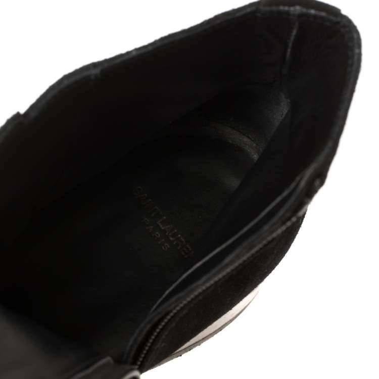 Pre Owned Saint Laurent Black Suede Ankle Boots Size 42