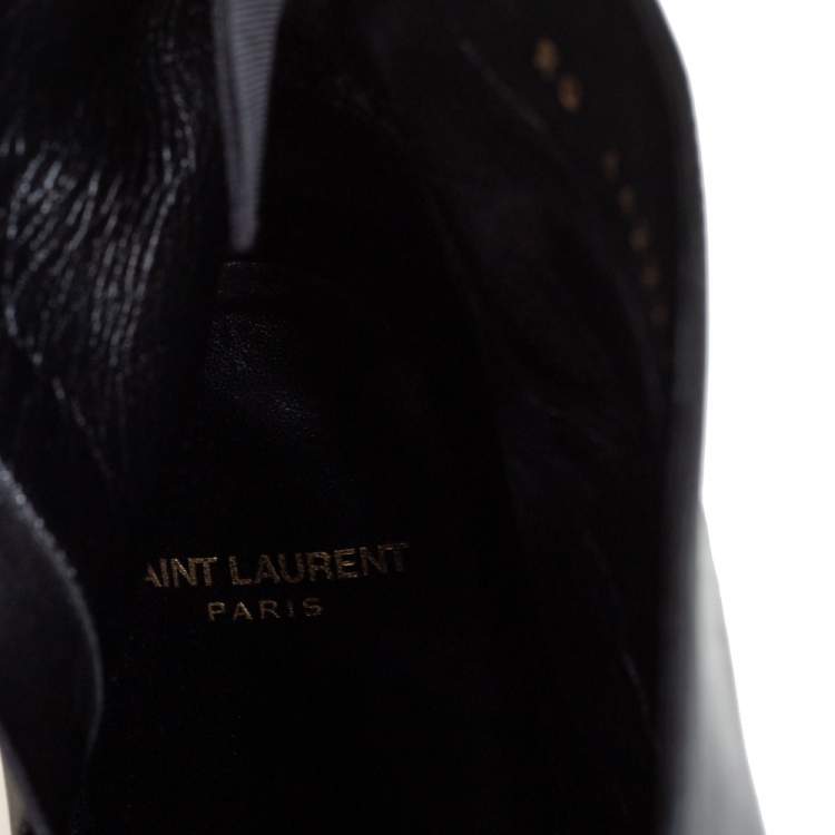 Pre Owned Saint Laurent Black Leather Pointed Toe Ankle Boots Size 42