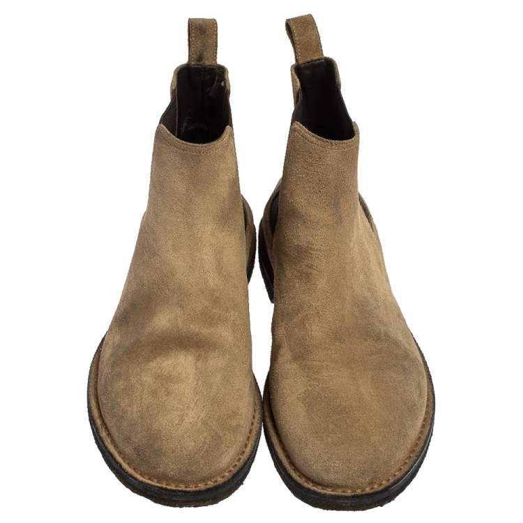 Pre Owned Saint Laurent Beige Suede Chelsea Ankle Boots Size 42 
