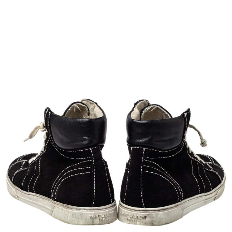 Pre Owned Saint Laurent Black Suede And Leather High Top Sneakers Size 42