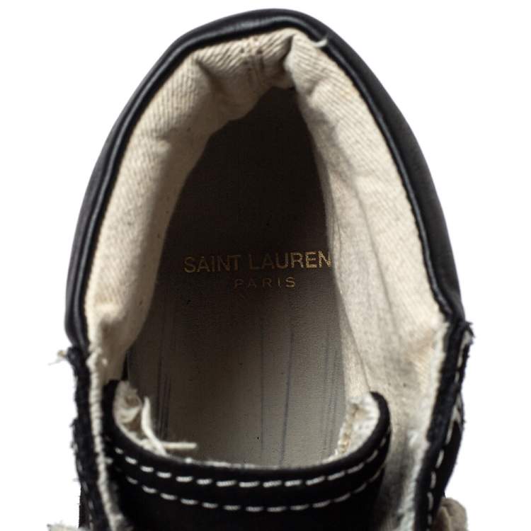 Pre Owned Saint Laurent Black Suede And Leather High Top Sneakers Size 42