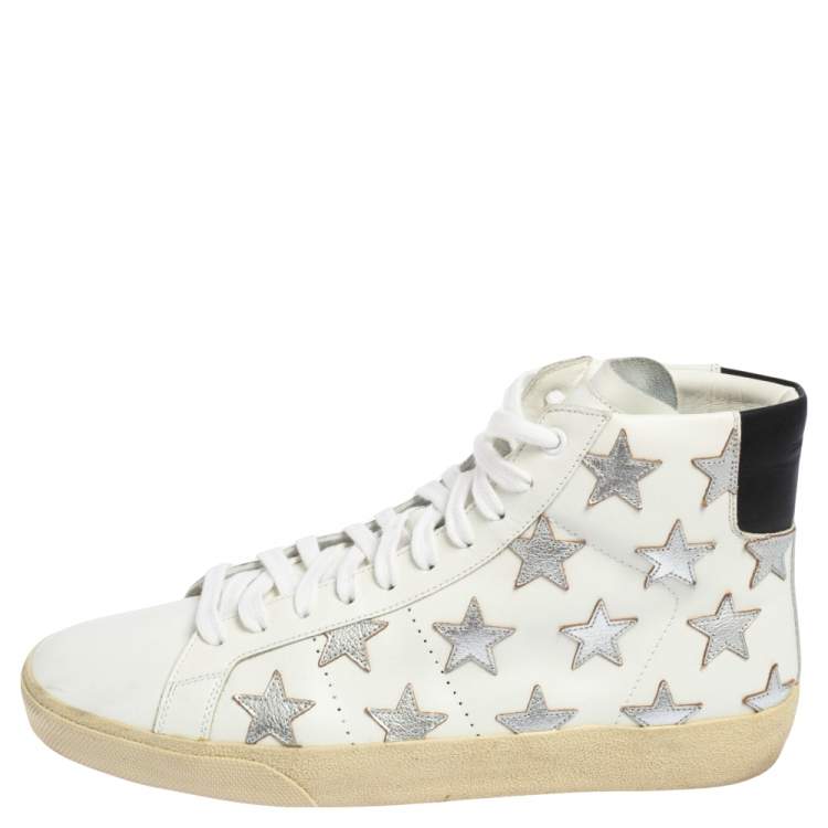 Pre Owned Saint Laurent White Leather California High Top Sneakers Size 42