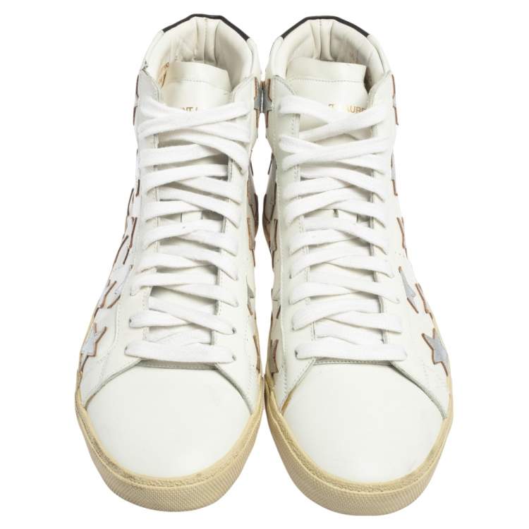 Pre Owned Saint Laurent White Leather California High Top Sneakers Size 42