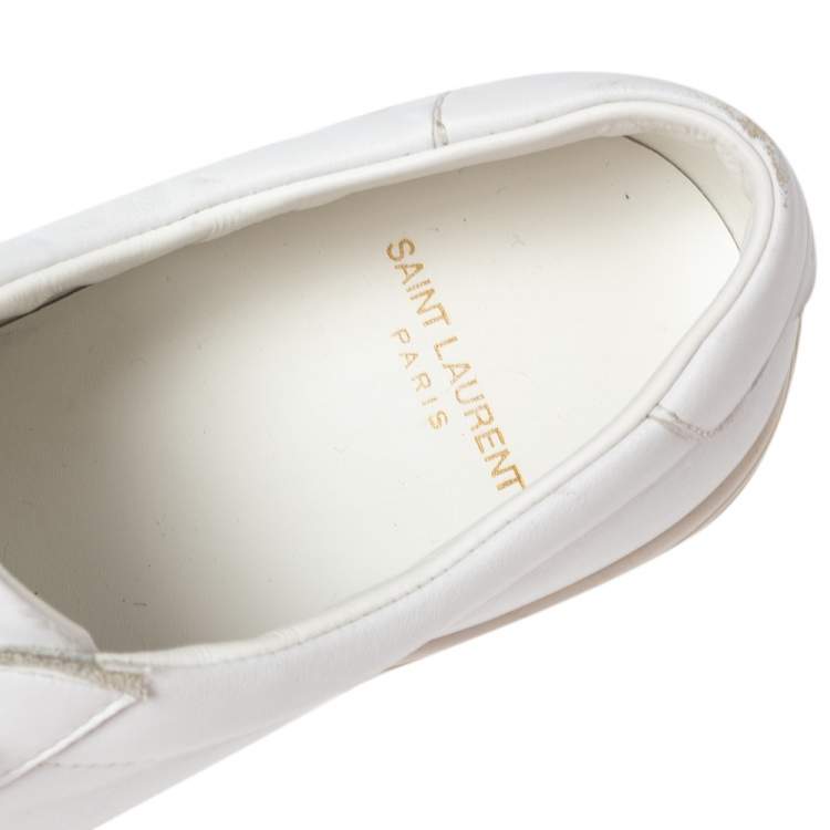 Pre Owned Saint Laurent White Leather Andy Low-Top Sneakers Size 42.5