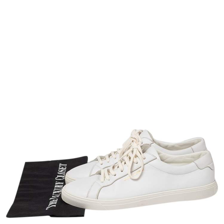 Pre Owned Saint Laurent White Leather Andy Low-Top Sneakers Size 42.5
