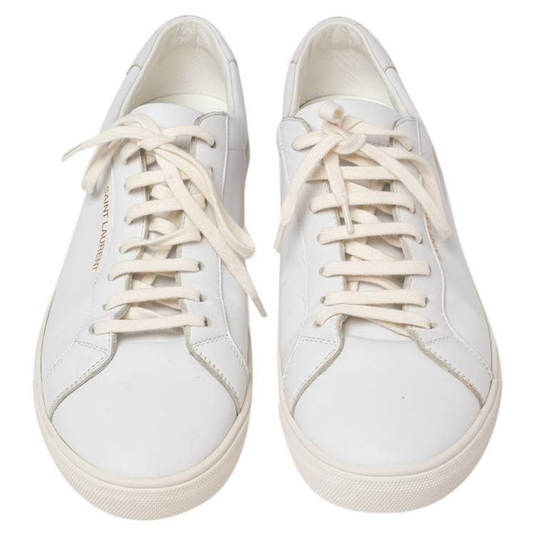Pre Owned Saint Laurent White Leather Andy Low-Top Sneakers Size 42.5