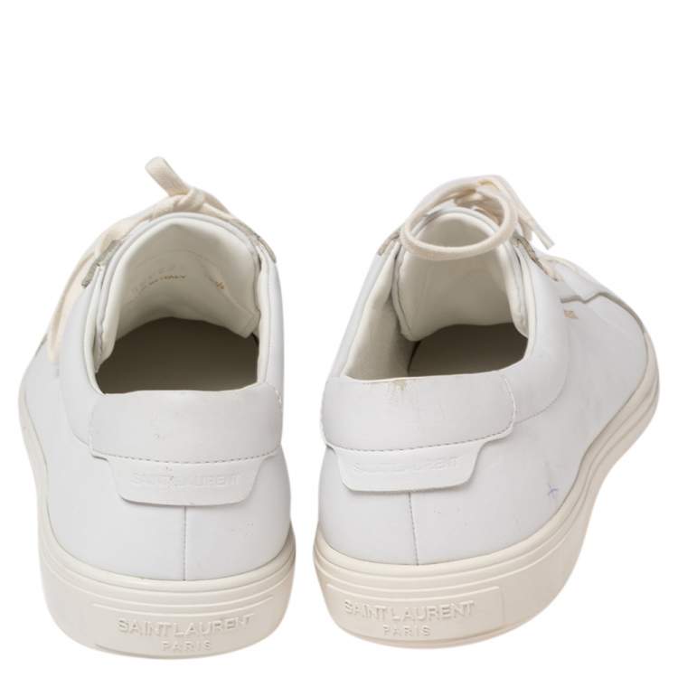 Pre Owned Saint Laurent White Leather Andy Low-Top Sneakers Size 42.5