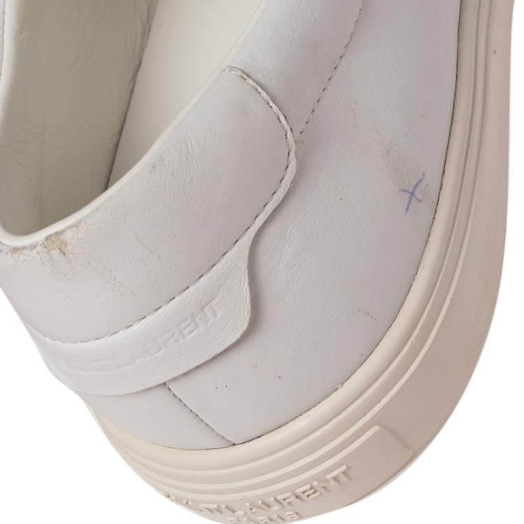Pre Owned Saint Laurent White Leather Andy Low-Top Sneakers Size 42.5