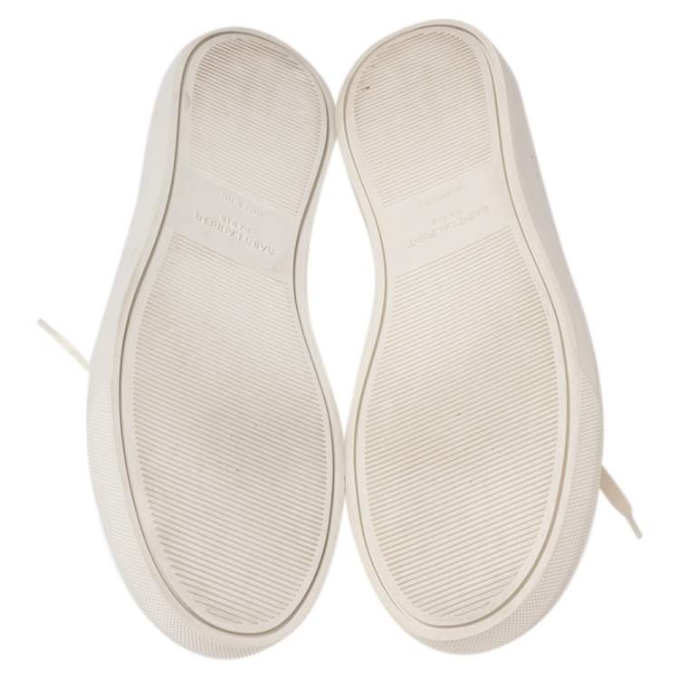 Pre Owned Saint Laurent White Leather Andy Low-Top Sneakers Size 42.5