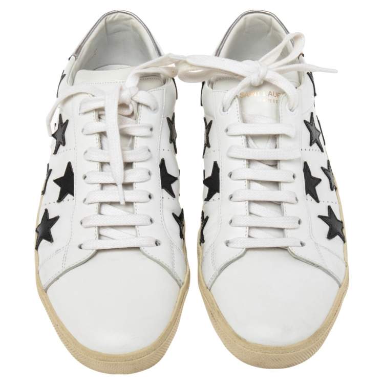 Pre Owned Saint Laurent White Leather Star Court Classic California Sneakers Size 41