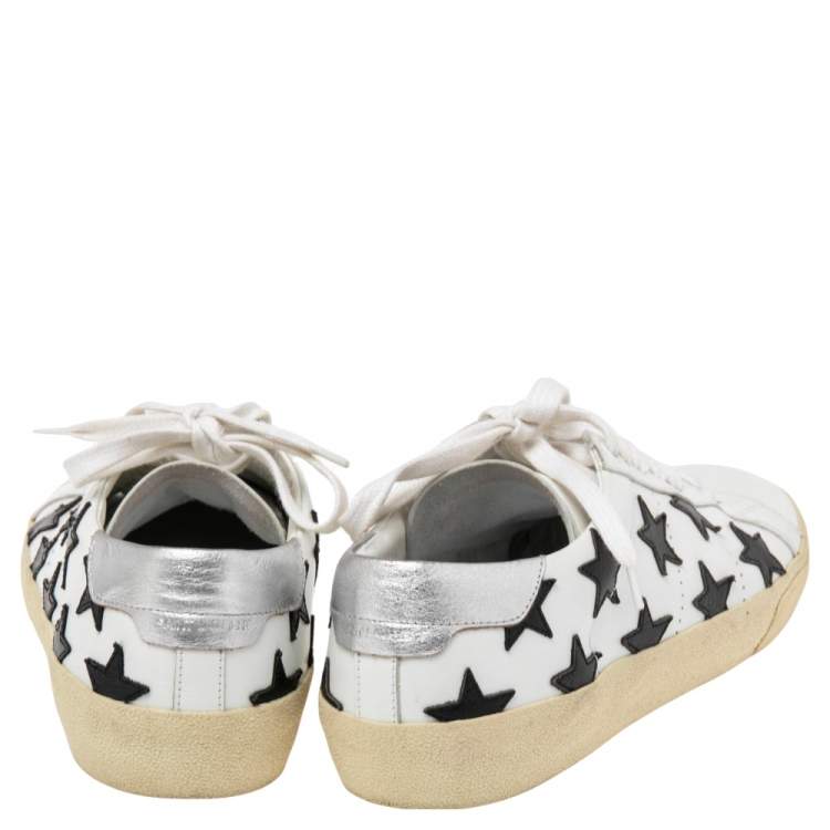 Pre Owned Saint Laurent White Leather Star Court Classic California Sneakers Size 41