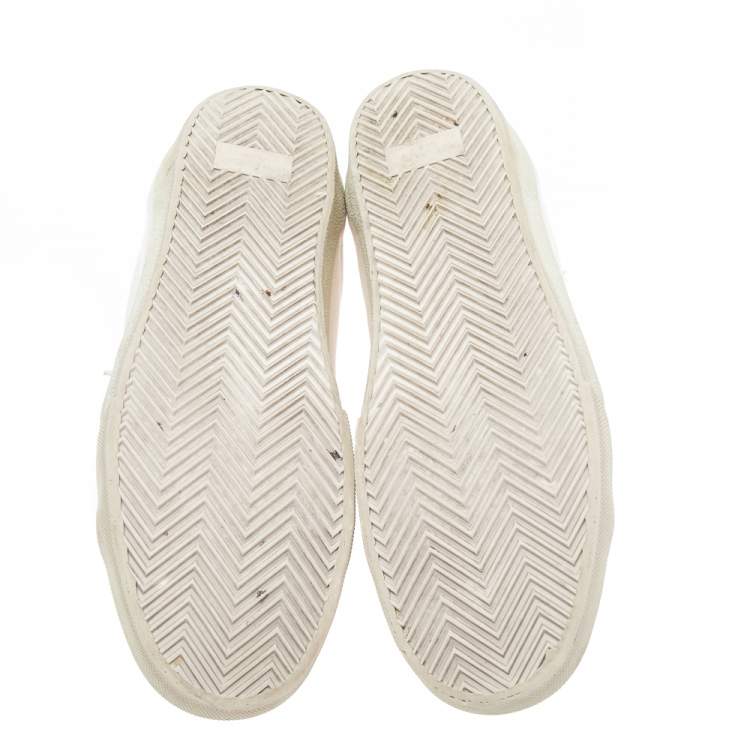 Pre Owned Saint Laurent White Canvas and Leather Court Classic Low-Top Sneakers Size 43