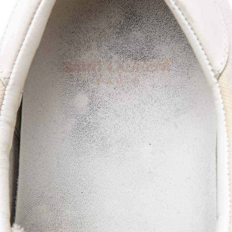Pre Owned Saint Laurent White Canvas and Leather Court Classic Low-Top Sneakers Size 43