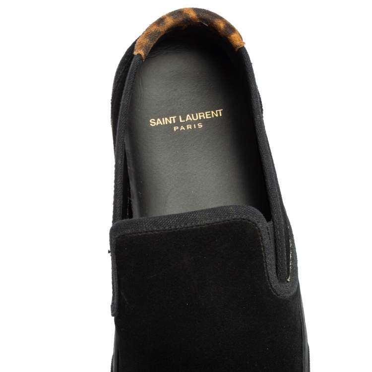 Pre Owned Saint Laurent Black Suede Venice Slip-On Sneakers Size 42