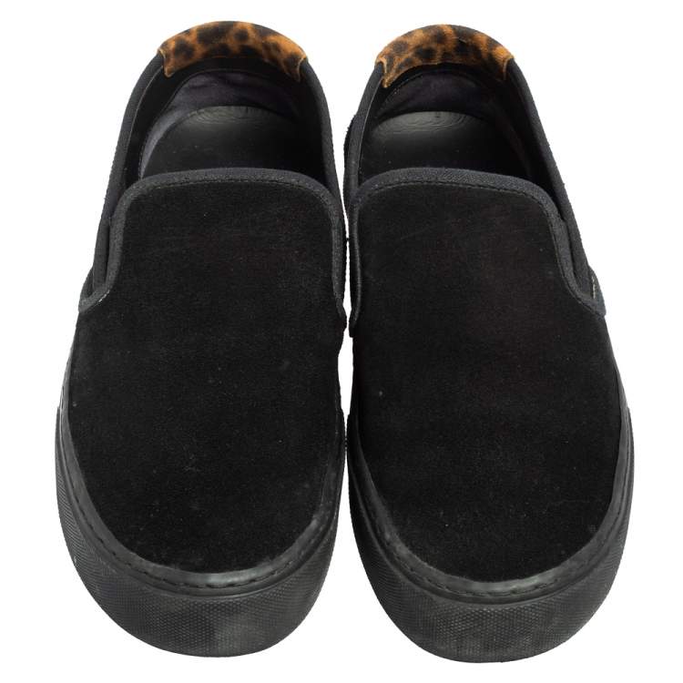 Pre Owned Saint Laurent Black Suede Venice Slip-On Sneakers Size 42