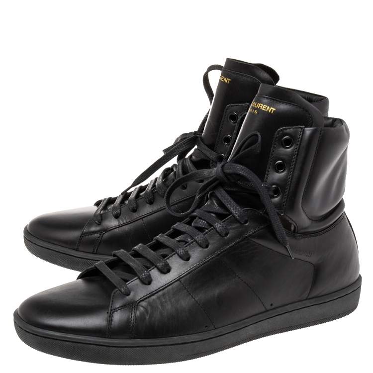 Pre Owned Saint Laurent Black Leather High-Top Sneakers Size 43