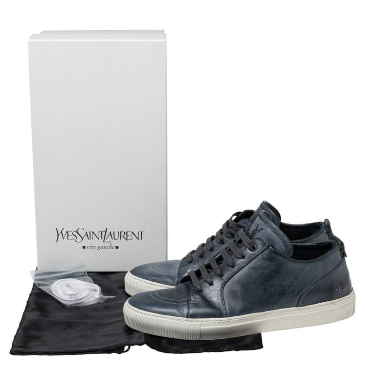 Pre Owned Saint Laurent Navy Blue Leather Low-Top Sneakers Size 42