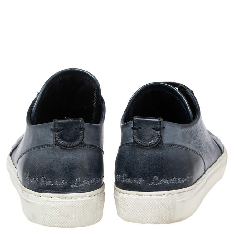 Pre Owned Saint Laurent Navy Blue Leather Low-Top Sneakers Size 42