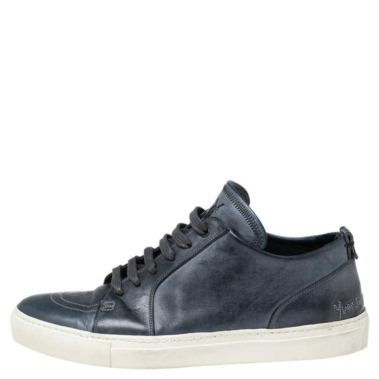 Pre Owned Saint Laurent Navy Blue Leather Low-Top Sneakers Size 42