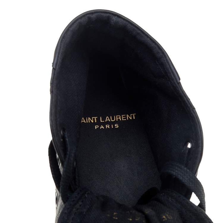 Pre Owned Saint Laurent Black Leather High Top Sneakers Size 39