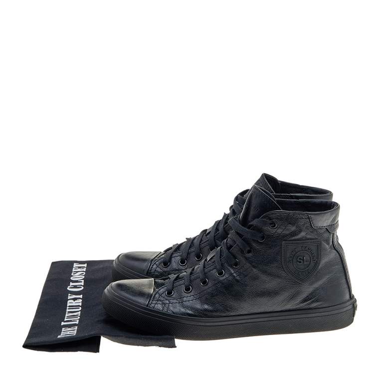 Pre Owned Saint Laurent Black Leather High Top Sneakers Size 39