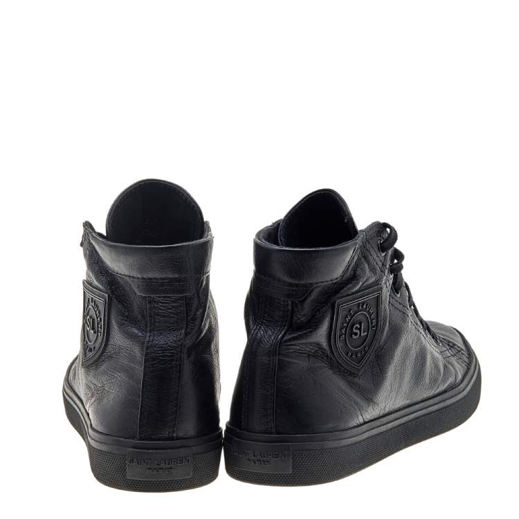 Pre Owned Saint Laurent Black Leather High Top Sneakers Size 39