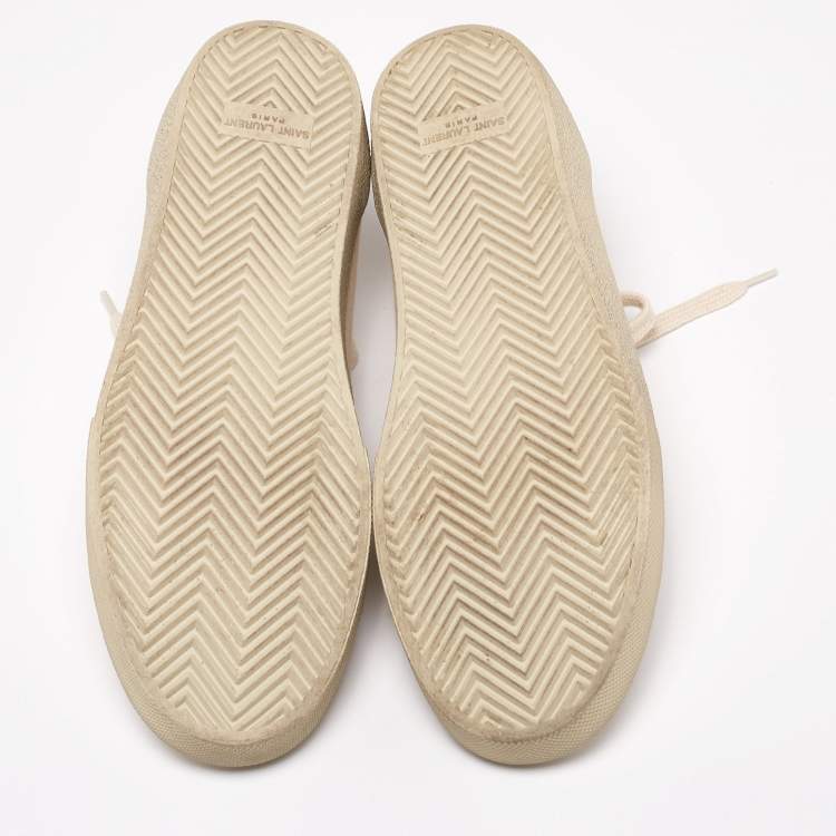 Pre Owned Saint Laurent White Canvas And Leather Court Classic Low-Top Sneakers Size 43