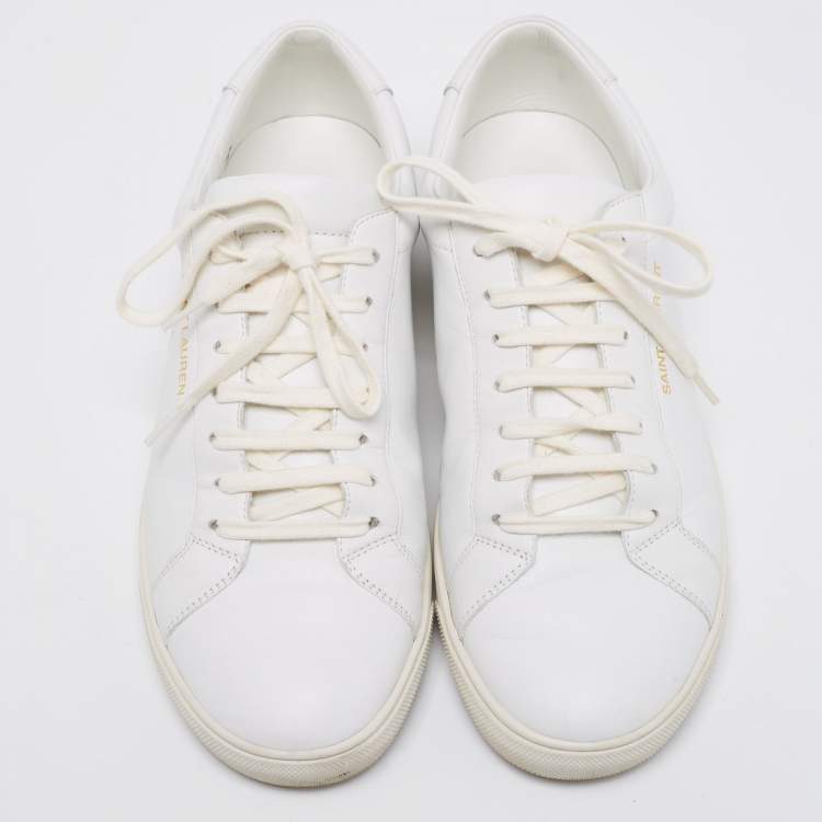 Pre Owned Saint Laurent White Leather Andy Low-Top Sneakers Size 41