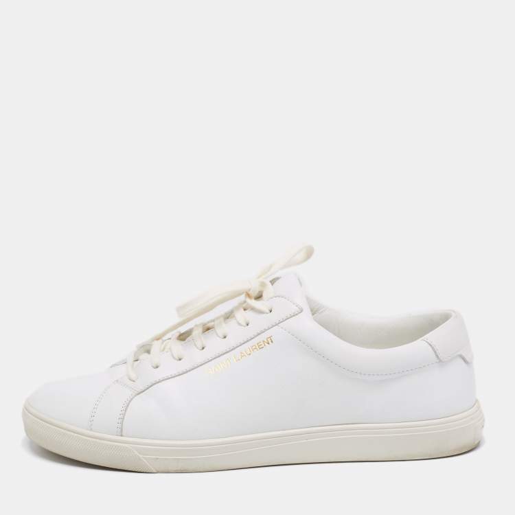 Pre Owned Saint Laurent White Leather Andy Low-Top Sneakers Size 41
