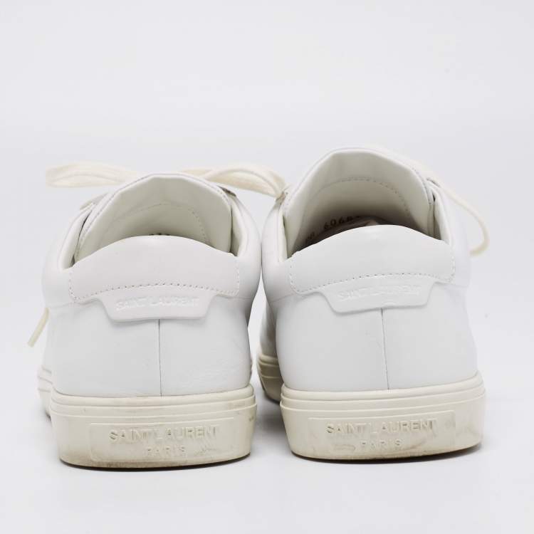 Pre Owned Saint Laurent White Leather Andy Low-Top Sneakers Size 41