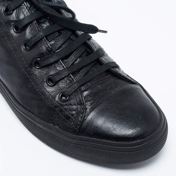 Pre Owned Saint Laurent Paris Black leather Cap Toe Low Top Sneakers Size 41 
