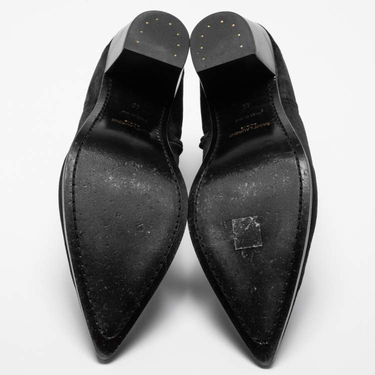 Pre Owned Saint Laurent Black Suede Wyatt Cowboy Boots Size 46