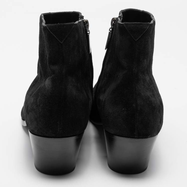 Pre Owned Saint Laurent Black Suede Wyatt Cowboy Boots Size 46