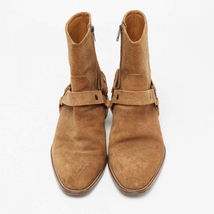 Pre Owned  Saint Laurent Paris Brown Suede Ankle Boots Size 43