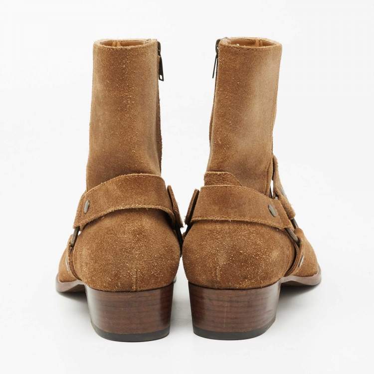 Pre Owned  Saint Laurent Paris Brown Suede Ankle Boots Size 43