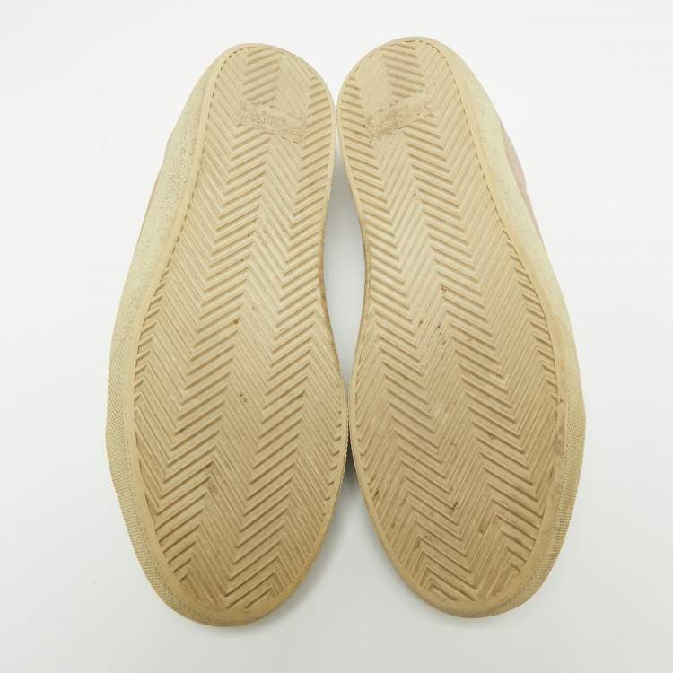 Pre Owned Saint Laurent Dusty Pink Suede and Leather Logo Court Classic Low-Top Sneakers Size 42