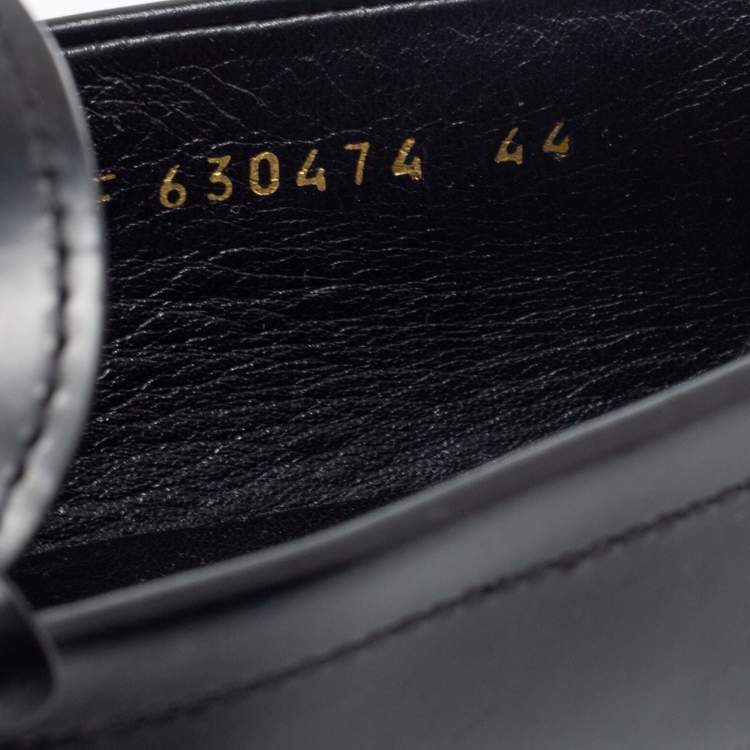 Pre Owned Saint Laurent Black Leather Monogram Penny Loafers Size 44