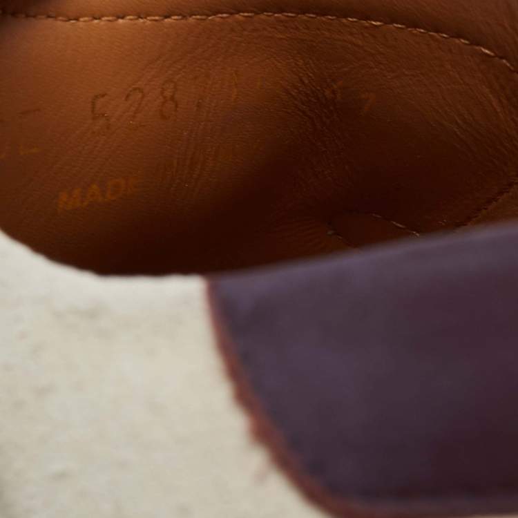 Pre Owned Saint Laurent Grey/Brown Suede And Leather Lace Up Sneakers Size 41 