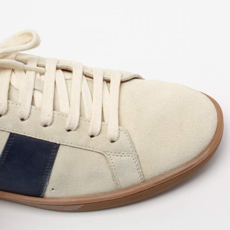 Pre Owned Saint Laurent Grey Suede And Leather Lace Up Sneakers Size 41.5