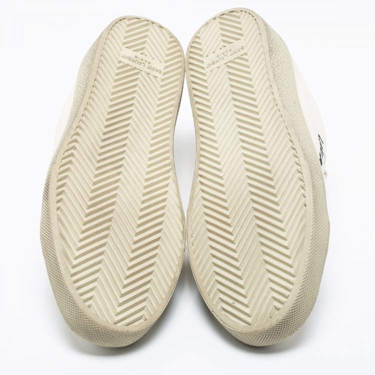 Pre Owned Saint Laurent Off-White Canvas Logo Court Classic Low-Top Sneakers Size 40