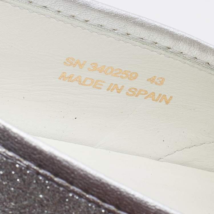 Pre Owned Saint Laurent Metallic Silver Glitter Slip On Sneakers Size 43